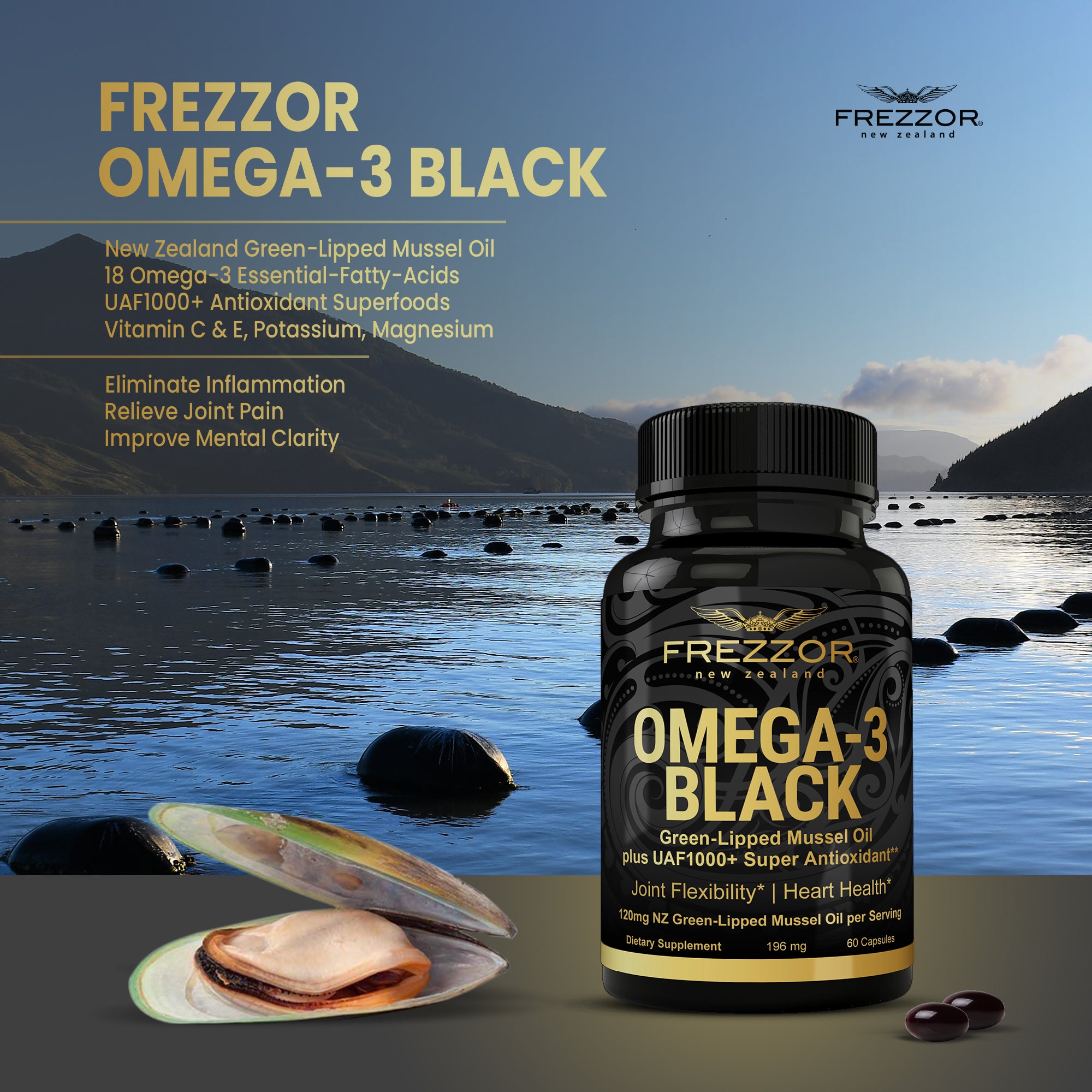 Omega 3 Black Nahrungsergänzungsmittel mit Grünlippmuschelöl ...